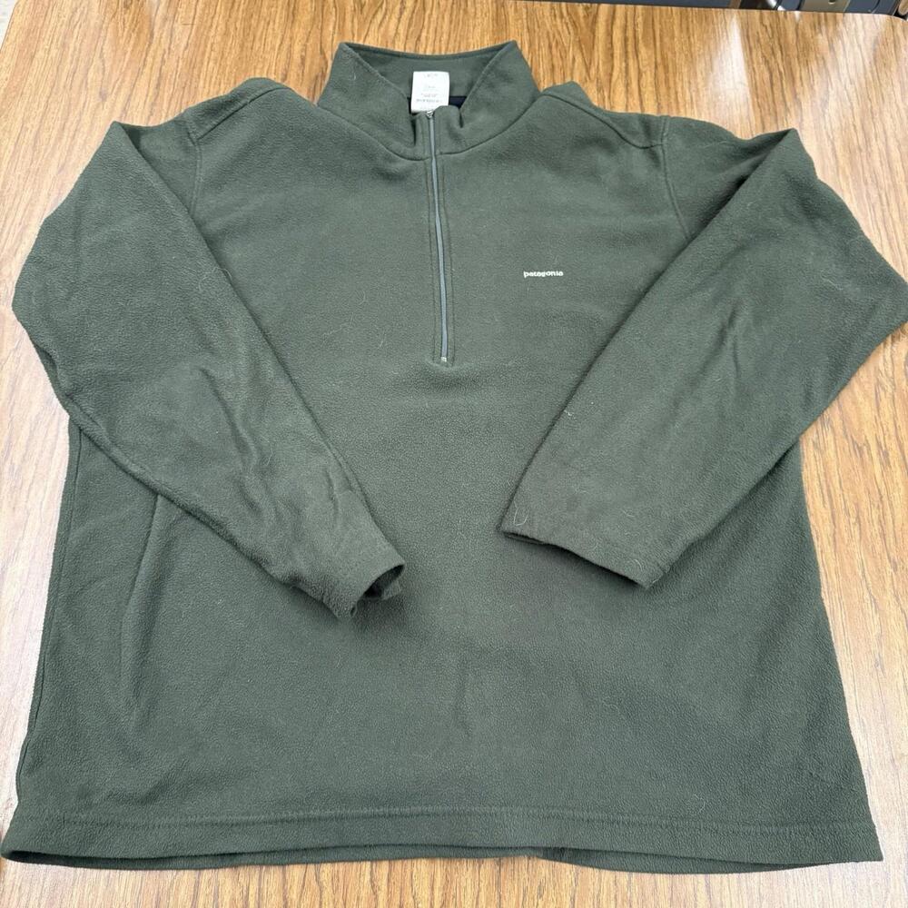 Vintage 90s Patagonia Capilene Green Fleece Half Zip Pullover Made In USA Sz L